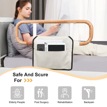 REAQER Adjustable Standing Aid Bed for Seniors Beds with Storage Bag Bed Rail Bed Handle Safety Strap Prevention of Falls
