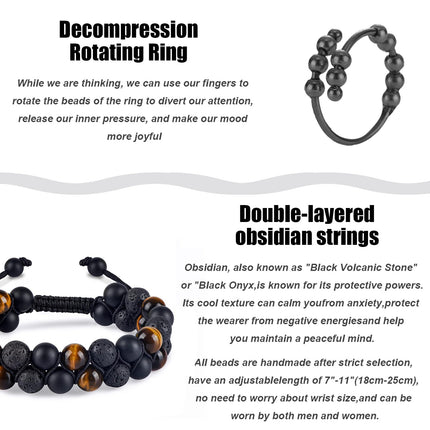 Carreneu Necklace Smoke-Free Smoking Cessation Aid Necklace Smoke-Free Original Smoking Cessation Necklace Mindfulness Necklace Relieves Stress and Reduces Anxiety With 1 Bracelet 1 Anxiety Ring