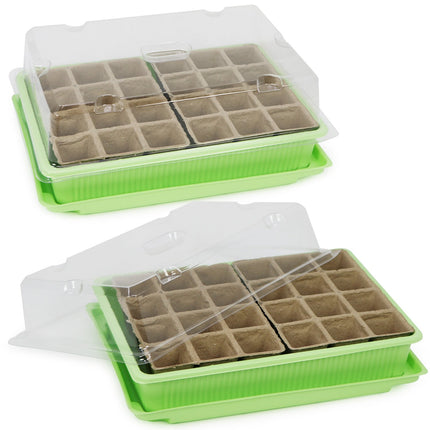com-four® 2x Indoor Greenhouse for Growing Plants, Growing Kit for 40 Plants, Planter for the Home, 26.5 x 19.5 x 10.5 cm (02 Pieces - Indoor Greenhouse)