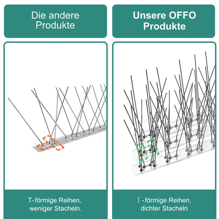 OFFO pigeon repellent stainless steel bird repellent, pigeon repellent spikes bird scarer and bird protection for balcony roof garden or privacy screen spikes against 78cm