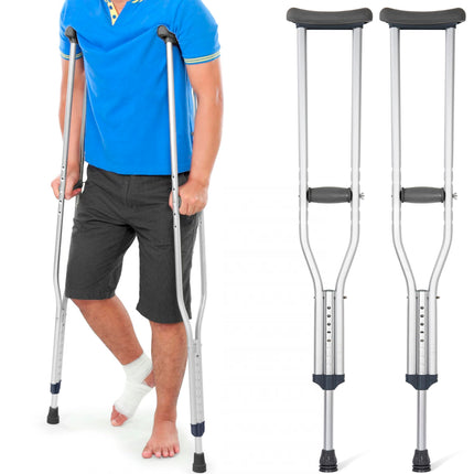 IBVIVIC Forearm Crutches (2 Pack), Large Size, Forearm Crutches Height-Adjustable Crutches for Adults up to 150 kg, Walking Aid Crutches Adjustable Handles, Gray