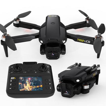 Toladrone TD12LCD Drone with Camera Drone with LCD Screen Remote Control Brushless Motor Drone Optical Flow Positioning Drones for Kids RC Quadcopter for Adults