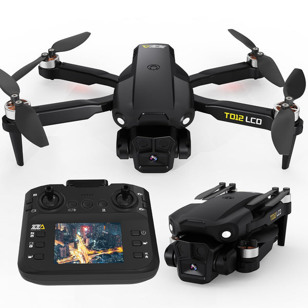 Toladrone TD12LCD Drone with Camera Drone with LCD Screen Remote Control Brushless Motor Drone Optical Flow Positioning Drones for Kids RC Quadcopter for Adults