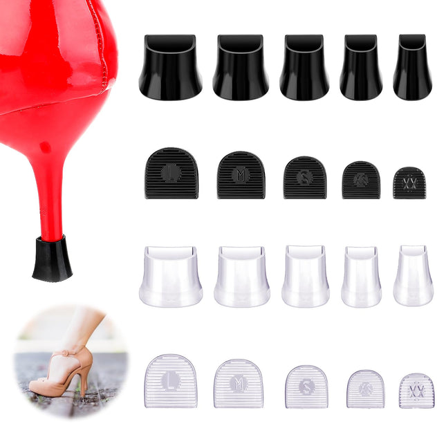 Molain 10 Pairs of High Heel Protectors, 5 Sizes High Heel Stopper High Heel Protector for Grass Wedding Outdoor Activities - Transparent, Black, Xx/Xs/S/M/L