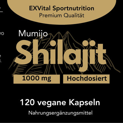 Mumijo Shilajit capsules, high dose 1000mg per daily dose, the original from the Himalayas, 120 capsules, vegan &amp; laboratory tested