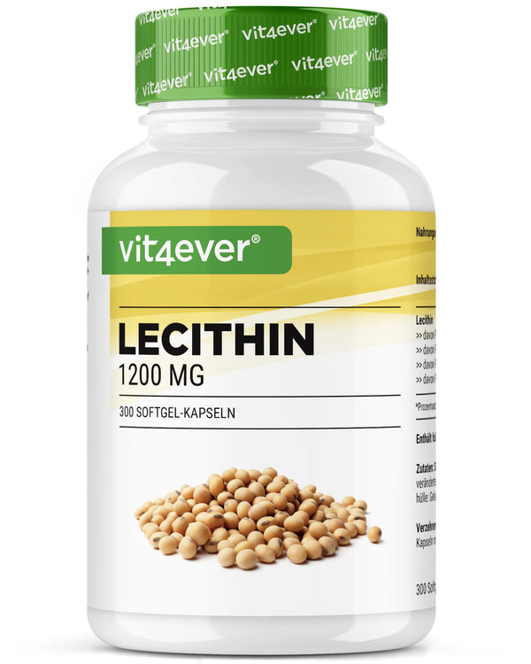 Lecithin 1200 mg - 300 Softgels - Premium: With phosphatides - Non-GMO soy lecithin - High dosage - Premium quality