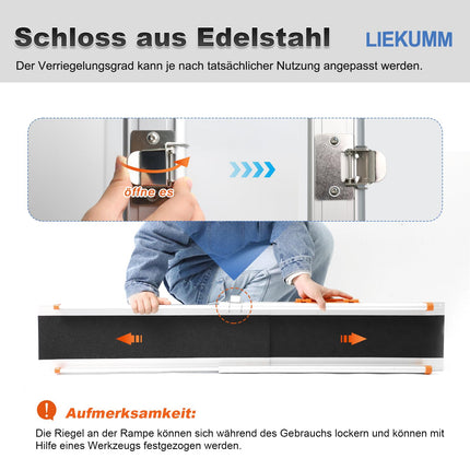 LIEKUMM 2 x 138-244 cm wheelchair ramp, 300 kg load capacity wheelchair ramp for home, steps, curbs, robust telescopic ramp for electric wheelchairs, bicycles