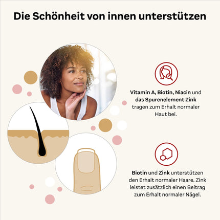 Doppelherz Skin + Hair + Nails Gums - with vitamins &amp; minerals - Zinc supports the maintenance of normal skin, hair and nails - vegan - approx. 60 soft gummies