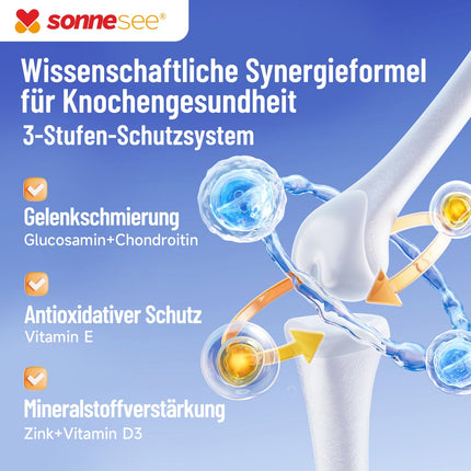 Sonnesee Joint 16-fold Glucosamine &amp; Chondroitin with MSM Collagen L-Methionine D3 K2 Zinc Turmeric for normal collagen formation*produced in Germany