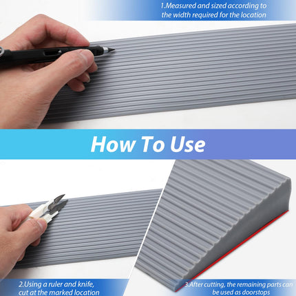 Door threshold ramps, threshold ramp, PVC wheelchair ramp, non-slip surface, rubber ramp, threshold ramp for wheelchairs, strollers, walkers or e-scooters (grey, 90 x 8 x 2 cm)