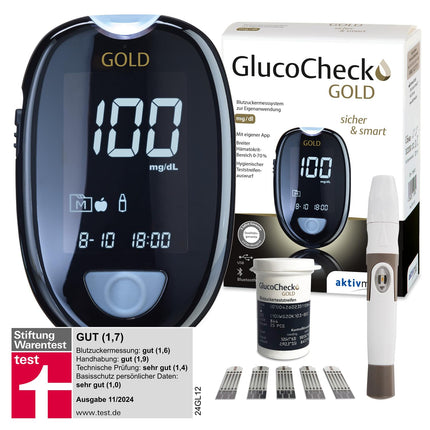 GlucoCheck GOLD blood glucose meter (mg/dl) for blood glucose self-monitoring in diabetes