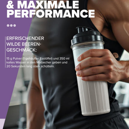 100% EAAs Zero Wildberry 500g - High-dose EAAs powder, vegan and sugar-free, 8 essential amino acids to supplement your sports nutrition