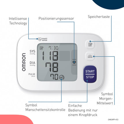 OMRON RS4 Automatic Wrist Blood Pressure Monitor, test winner Stiftung Warentest 11/2023, clinically validated, with memory, positioning sensor for accurate measurement, cuff fit control