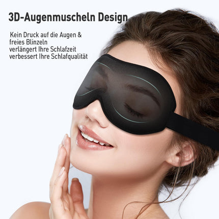 Umisleep Sleep Mask for Side Sleepers, 3D Eye Sockets and Adjustable Elastic Strap, Light-Blocking and Breathable, Eye Mask for Men and Women, Suitable for Travel Yoga, Black