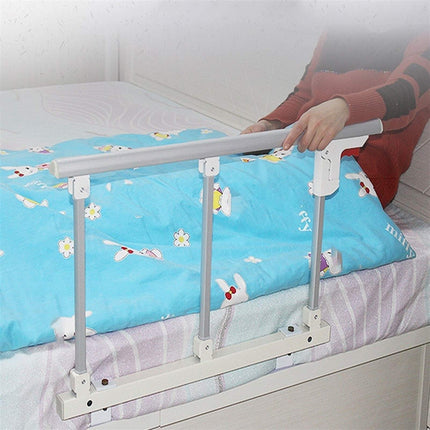 AMSXNOO Bed Rail for Elderly, Fall Out Protection Bed Foldable Adult Safety Assisted Handle Protection Folding Bumper for Home Care in Hospital, 70x40cm (Color : Silver)