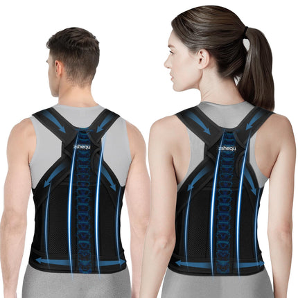 Back Straightener Back Support Belt Posture Corrector Women: Posture Correction Belt for Men - Adjustable Back Support Corrector - Posture Trainer Back Belt for Shoulder Neck - Black L
