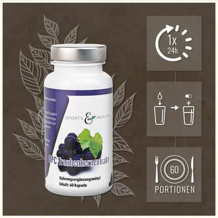 60 OPC Capsules Very High Dose With Certificate With 500mg Grape Seed Extract And 350mg Pure OPC Per Vegan Capsule As a 2 Month Supply