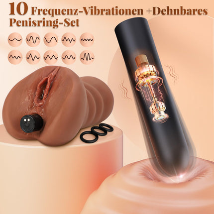 Masturbation for Men Masturbator Pocket Pussy Sex Toy for Men, Pocket Pussy Large Sex Toy for Couples, Electric 3D Vagina Clitoris with Penis Ring Mini Vibrator Sex Toy Set