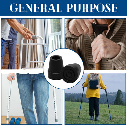 Pack of 4 rubber buffers for hiking sticks, 19mm walking stick rubber buffers, crutches rubber, walking sticks rubber buffers, non-slip rubber tips for hiking sticks, seniors crutches, sticks, walking sticks