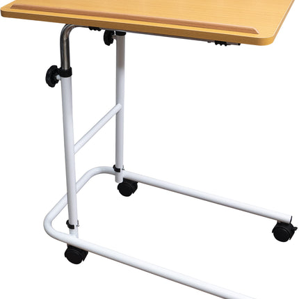 Aidapt overbed table and chair with easy-to-clean laminated tabletop - height and angle adjustable for writing, eating, reading and entertaining with easy-to-move castors with brakes