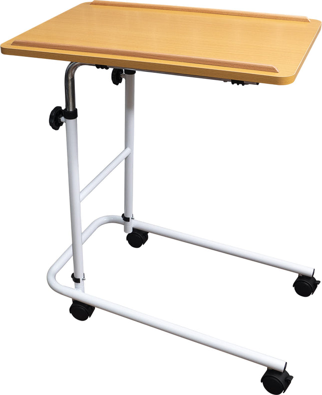 Aidapt overbed table and chair with easy-to-clean laminated tabletop - height and angle adjustable for writing, eating, reading and entertaining with easy-to-move castors with brakes