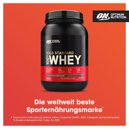 Optimum Nutrition Gold Standard 100% Whey Protein Powder for Muscle Building and Recovery with Naturally Occurring Glutamine and BCAA Amino Acids, Double Rich Chocolate, 29 Servings, 899 g