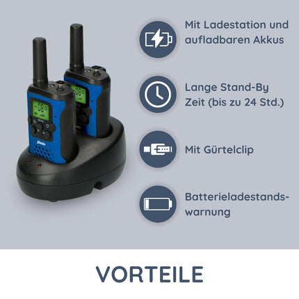 Alecto FR175BW - Walkie Talkies for children and adults - 2 radios with a range of 7 km - Blue
