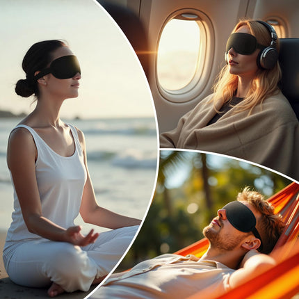 2025 Innovative Sleep Mask for Men and Women. 100% Light Blocking. Ergonomic, Adjustable Eye Mask with Earplugs. Sleep, Nap, Meditation, Travel, Comfortable Night's Rest (Black)