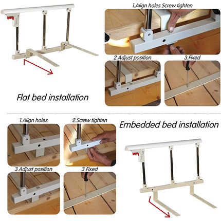 Swociro Foldable Bed Rail Safety Side Guard for Elderly, Adult Assist Handle Protective Railing Handicap Bed Railing Hospital, With Storage Bag (White, 70 * 40cm)