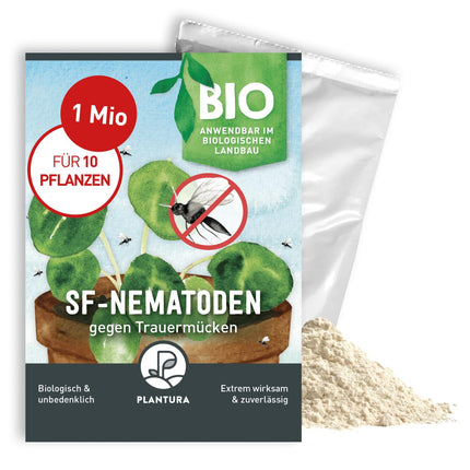 Plantura SF nematodes against fungus gnats, for watering, highly effective &amp; organic, beneficial insects from Germany, 1 million for 1 m²/ approx. 10 plants