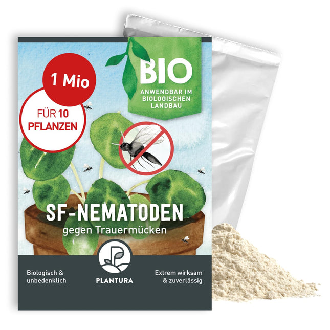 Plantura SF nematodes against fungus gnats, for watering, highly effective &amp; organic, beneficial insects from Germany, 1 million for 1 m²/ approx. 10 plants