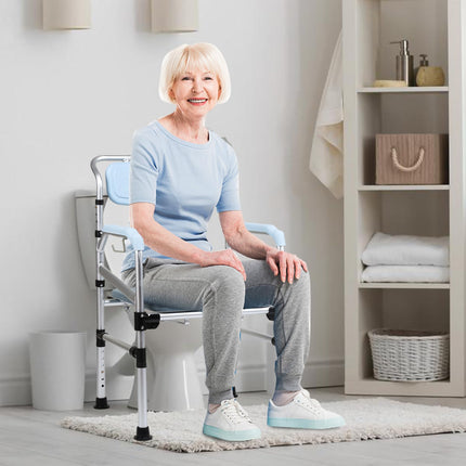 Sonnewelt toilet chair for seniors, height-adjustable toilet chair with armrests and backrest, anti-slip toilet chairs, commode, load capacity up to 160 kg