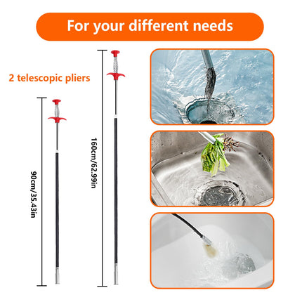 Thapncow 2-Piece Flexible Clamp, Rice Claw Clamp, Drain Clamp for Grabbing Hair, Trash and Even Important Items in Drains/Sinks/Toilets