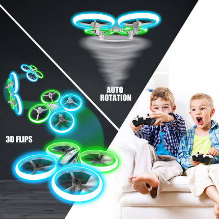 AVIALOGIC Q9s Drone for Kids with Altitude Hold and Headless Mode, RC Quadcopter with Blue &amp; Green Lights and 2 Batteries, Toy Drone for Kids and Beginners