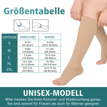 Evolyline 2 pairs of medical compression stockings for women and men 20-30 mmHg Class 2, compression socks for thrombosis stockings for women, support stockings for women, support tights for varicose veins and ankles