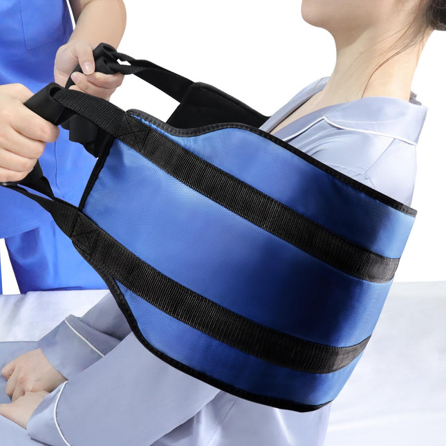 LOSCHEN 110cm Transfer Belt, Transfer Patient Belt, Bed Transfer Sheet for Disabled, Elderly, Geriatric, Injured, Safe Transfer from Car, Wheelchair, Bed (Blue, Extra Wide)