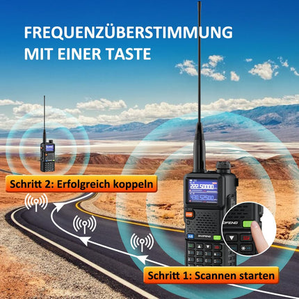 BAOFENG 5RM Dual Band Radio for UHF VHF Licensed Required Amateur Radio Powerful Handheld Radio Long Range 999 Channels FM Radio VOX DTMF Walkie Talkie with 2500mAh Battery
