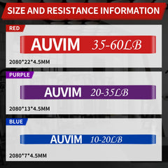 AUVIM Resistance Bands Set Fitness Bands 3 Different Levels of Resistance Bands for Strength Training, Stretching, Calisthenics, Cross Fitness, Pilates, Yoga, Including Door Anchor Storage Bag