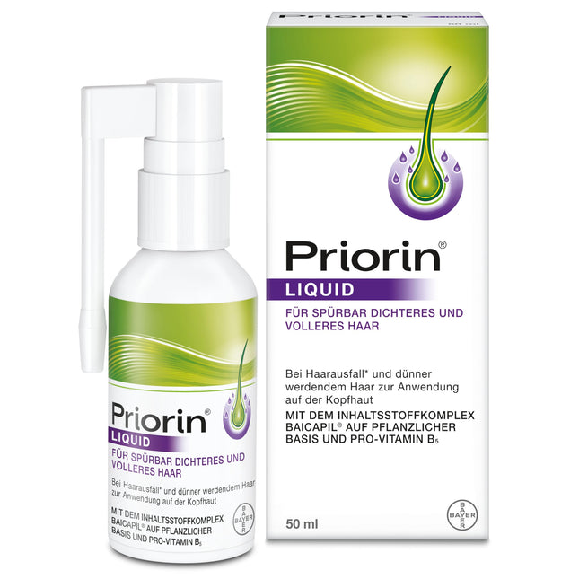 Priorin Liquid - Against hair loss and thinning hair - plant-based - with provitamin B5 and Baicapil - fuller hair after just 12 weeks - 1 x 50 ml