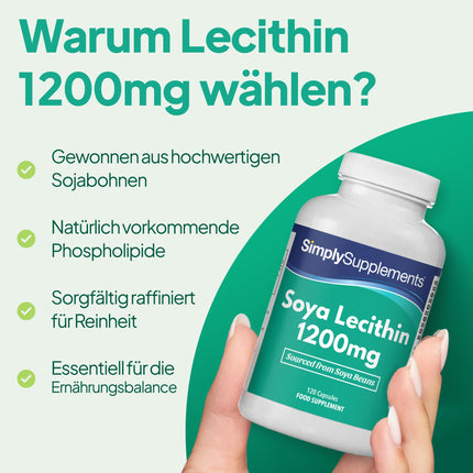 Lecithin 1200 mg Capsules | Highly purified soy lecithin | 240 Capsules | GMP certified &amp; manufactured in the UK | Naturally present in the body | Essential source of phospholipids