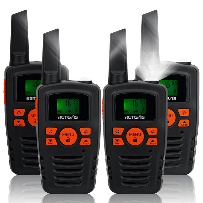 Retevis RA635 Walkie Talkie 4-pack, 16 channels, PMR446 license-free, long range, CTCSS/DCS, VOX, LED flashlight, walkie-talkies gifts for adults and children, skiing and outdoor activities