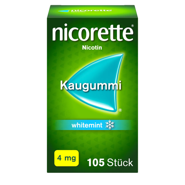 NICORETTE Chewing Gum 4mg Whitemint – Nicotine gum for smoking cessation – Teeth whitening effect – Mint flavor – 4mg nicotine – 105 pcs.