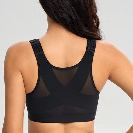 Lemorosy Women's Front Closure Plus Size Full Cup Back Support Bra (Black, 80B)