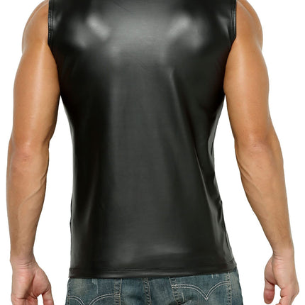 Latex-like men's top - faux leather top with zipper - size XL