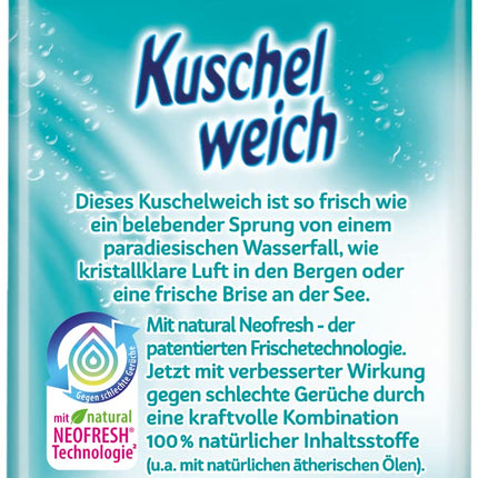 Kuschelweich fabric softener fresh dream, skin compatibility dermatologically approved, Kuschelweich fabric softener without microplastics, 1 liter for up to 38 wash loads, 1037.48 grams