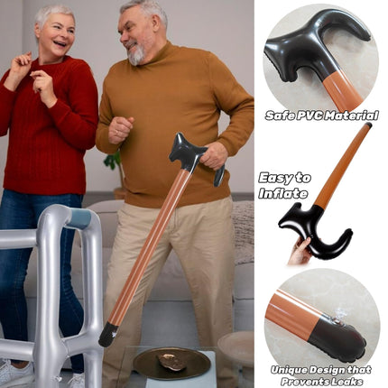 Inflatable rollator, inflatable walking stick, inflatable walking stick, inflatable walking aid the perfect set for your costume as grandma or grandpa for carnival or as a gag for birthday