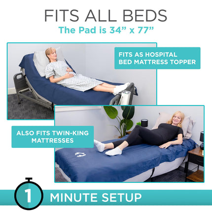 Vive alternating pressure mattress, 12.7 cm, air mattress, mattress for bedsores and ulcers, treatment of bedridden patients, inflatable, quiet alternative cover, suitable for hospital bed, including electric