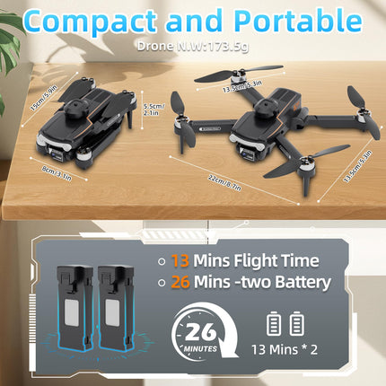 Drone with Camera for Kids Brushless Motor, 720P Drone, Drone with for Kids Beginners, Optical Flow Positioning, Obstacle Avoidance, Headless Mode, OneKey Start, 2 Batteries