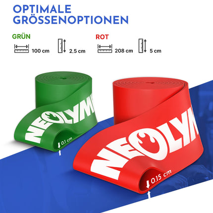 NEOLYMP Flossing Band Set – 2 fitness bands made of 100% natural latex – Perfect for physiotherapy accessories, strength training &amp; regeneration – Water-repellent, tear-resistant – Fitness band including bag