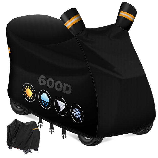 MaxAwe 142x66x119cm Mobility Scooter Cover, 600D Oxford PU Coating Waterproof Scooter Cover, Disability Scooter Protective Cover with Elastic Band Reflective Strips